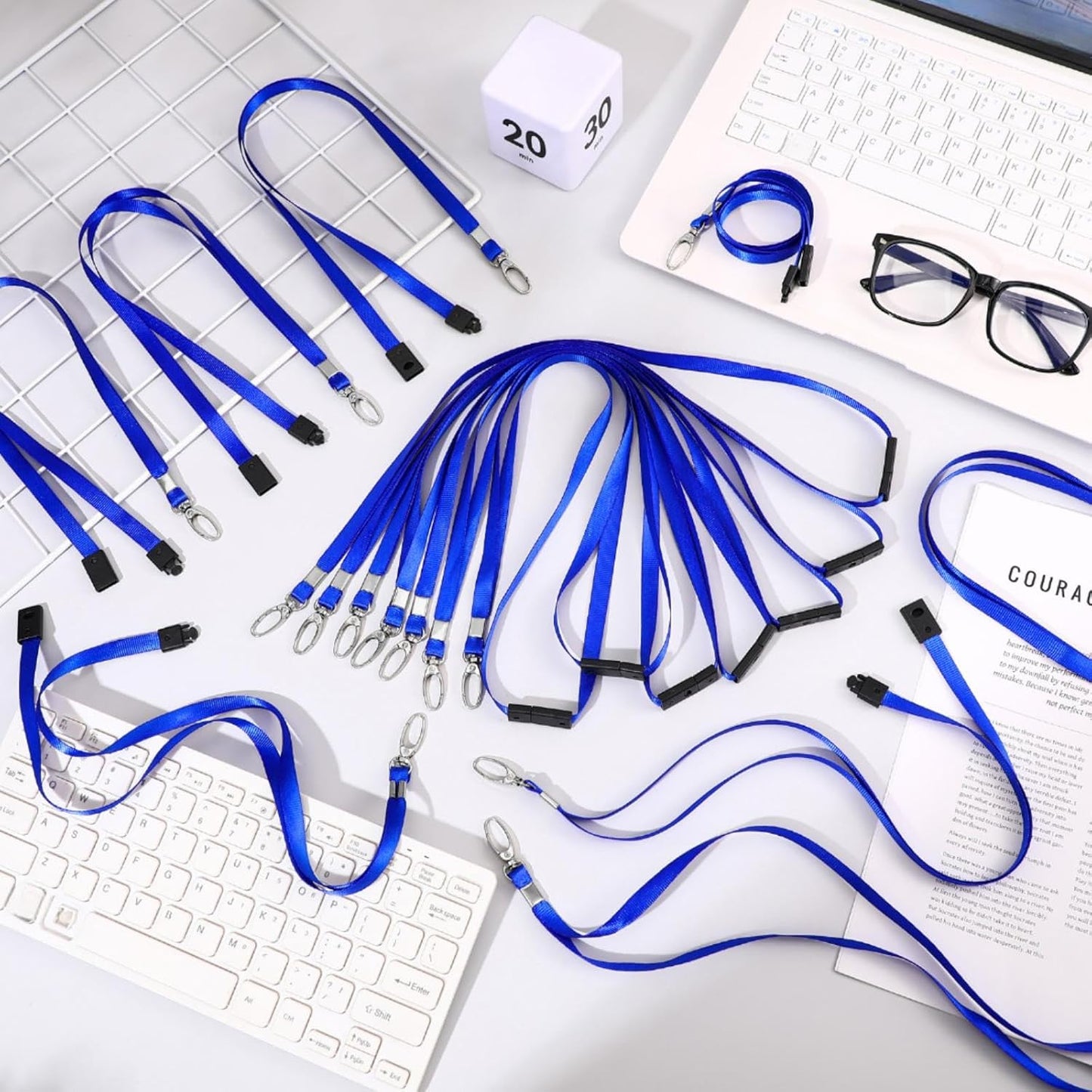 Harloon 150 Pcs Lanyards Breakaway Bulk Neck Flat Lanyard with Detachable Buckle and Clip Swivel Hooks for Badge Holder