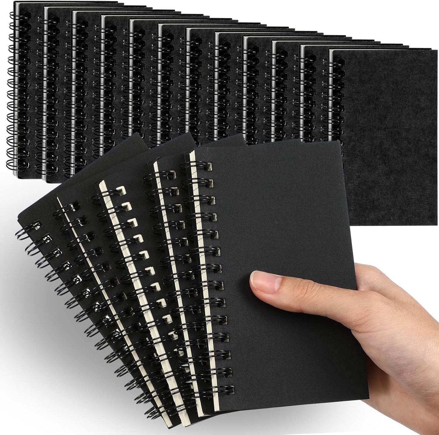 Jutom 18 Pcs Small Spiral Notebooks Memo Pads 3x5 Bulk Small Pocket Notebooks Mini Notepads with Lined Pages Mini Journals for Office Back to School Work Writing Supplies, 120 Pages (Black)