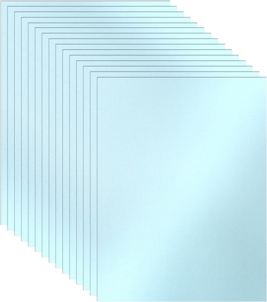 100 Sheets Light Blue Shimmer Cardstock 8.5 x 11 Craft Paper, 92lb Heavyweight Certificate Paper Card Stock for Wedding Invitations, Graduations, Greeting Cards, Making Cards, Office Printing