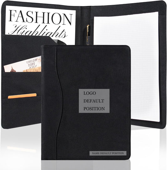 AZXCG Custom Padfolio Binder, Free Engraved Name,Leather Padfolio for Men and Women,Interview Resume Folder,Business Card Holder,Gift Portfolio