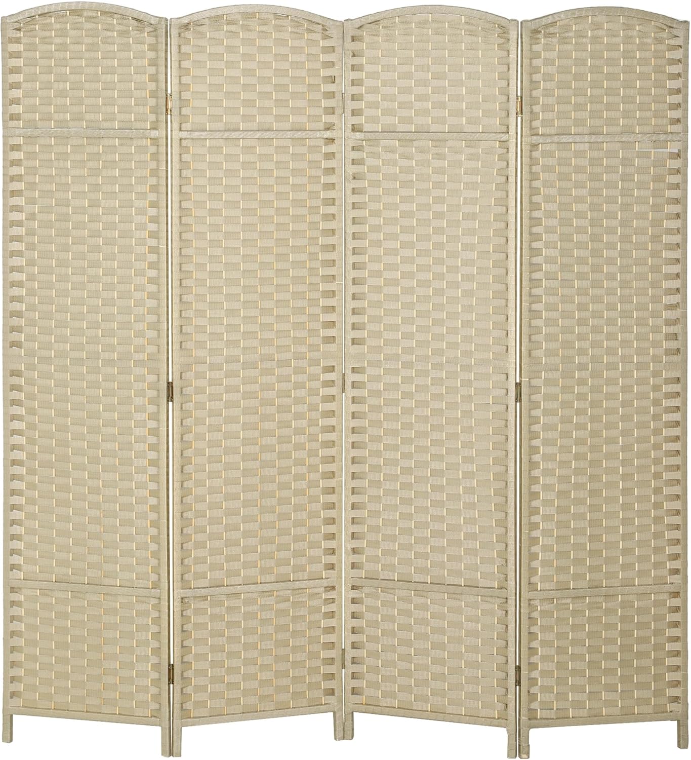 HOMCOM Room Divider, 4 Panel Folding Privacy Screen, 5.6' Tall Freestanding Partition for Home Office, Bedroom, Beige