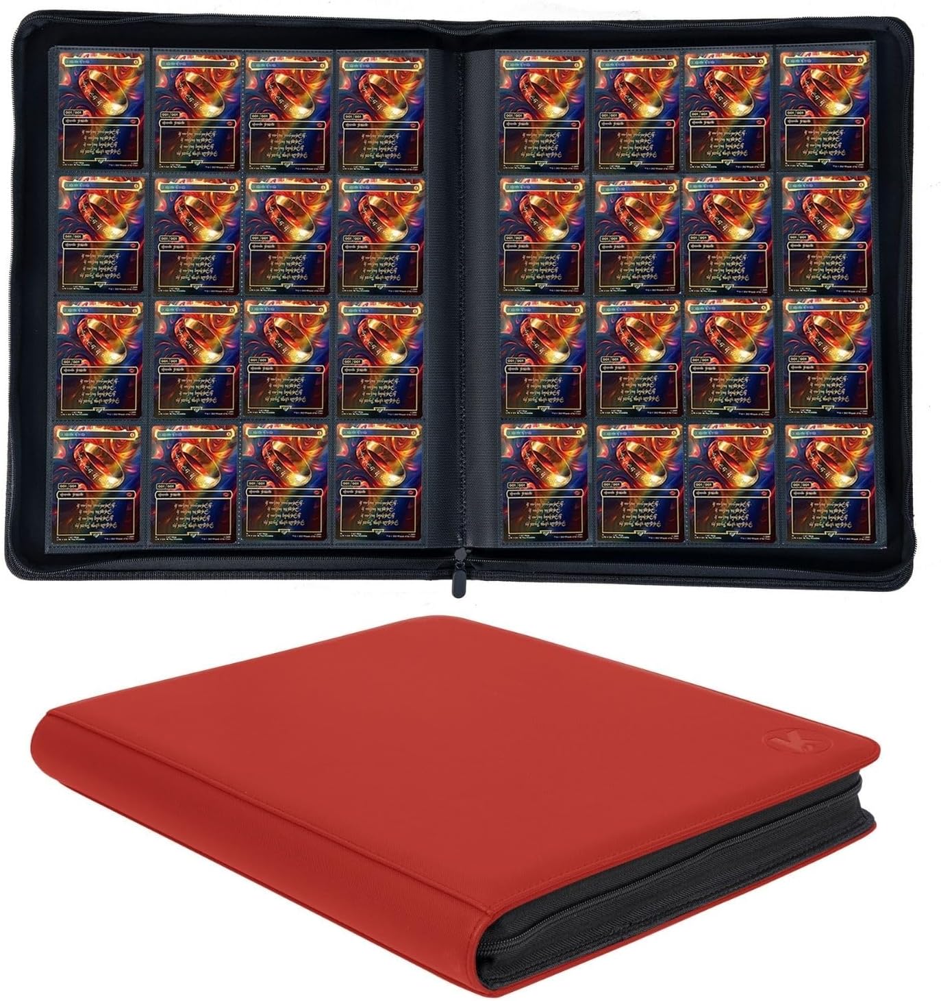 1000+ Pockets Trading Card Binder, 16-Pocket Card Ablum Compatible with MTG,Sports Cards & Other Standard Size Trading Cards (Red)