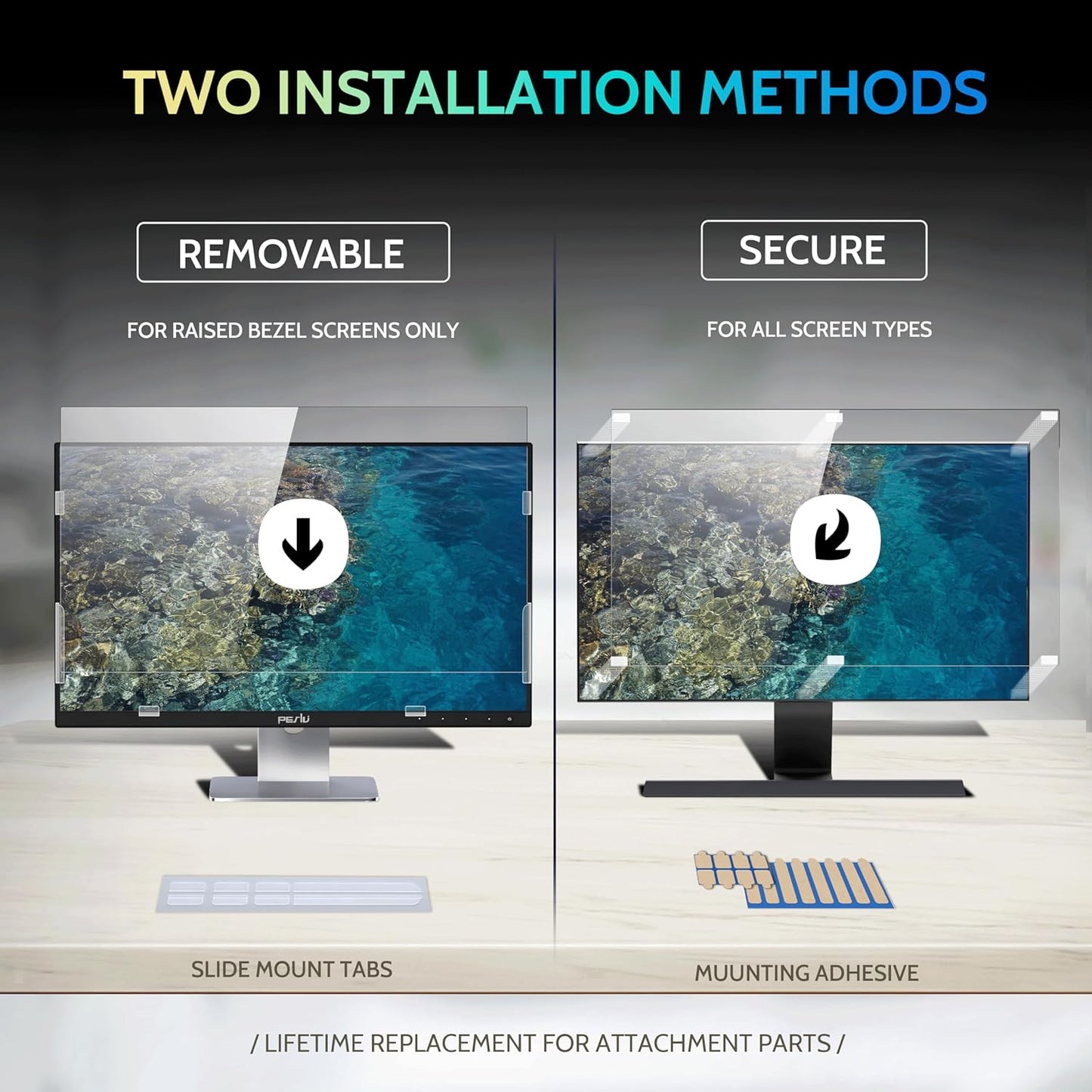 [2 Pack] 29 Inch Privacy Screen for Computer Monitor 21:9 Aspect Ratio, Eye Protection Anti Blue Light Glare Shield, 29inch Removable Black Blackout Anti Spy Desktop Security Private Filter