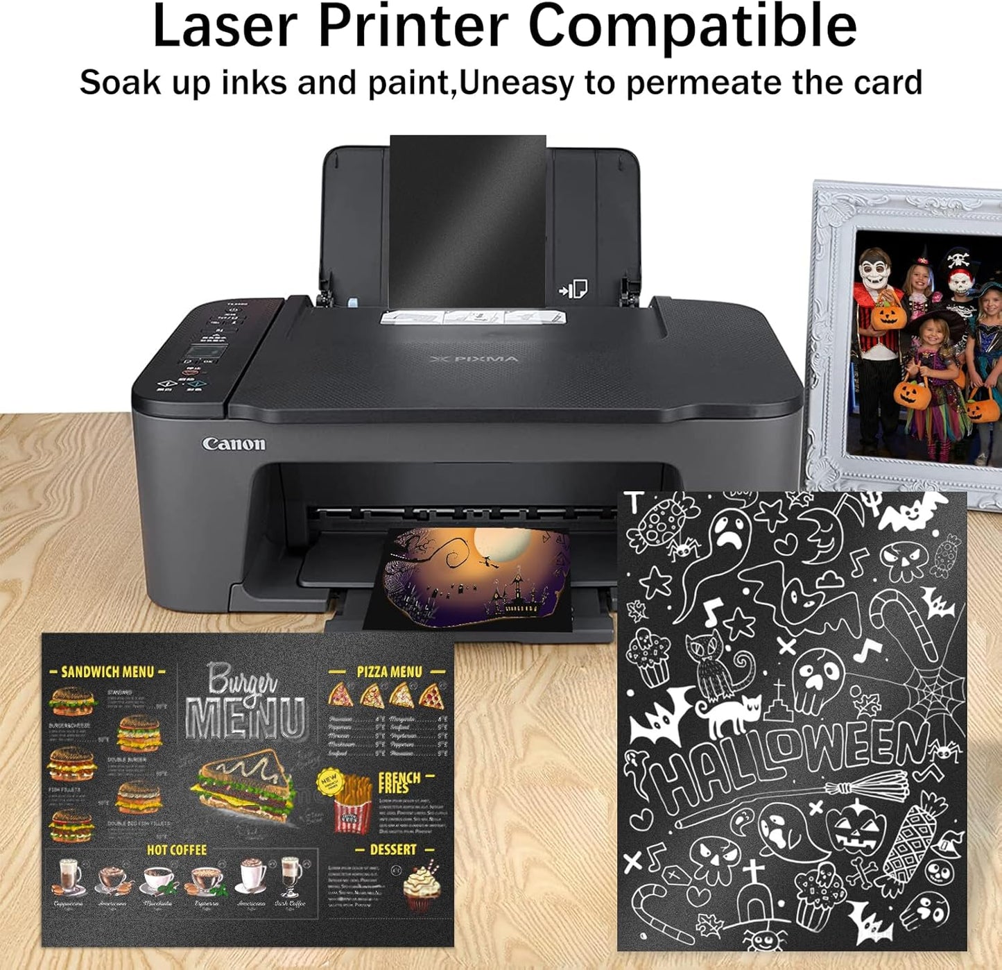 100 Sheets Black Shimmer Cardstock 8.5 x 11 Metallic Paper, Goefun 80lb Card Stock Letter Size Sheets for Halloween, Invitations, Scrapbooking, Crafts, Graduations