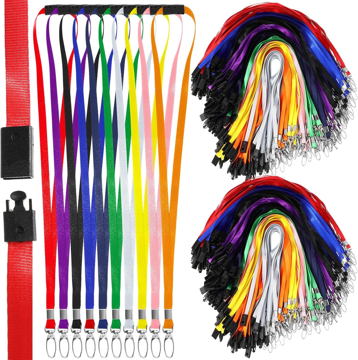Harloon 150 Pcs Lanyards Breakaway Bulk Neck Flat Lanyard with Detachable Buckle and Clip Swivel Hooks for Badge Holder