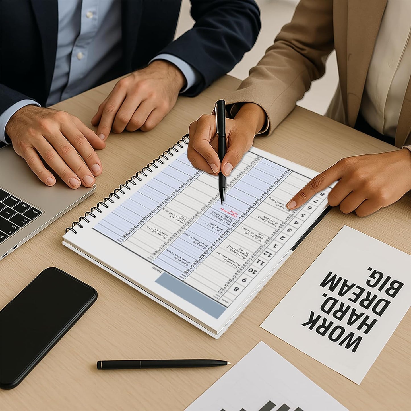 Business Appointment Book with 15-Minute Slots, Undated 2-Year Planner, Large Hardcover, Multiple Schedules, Daily/Hourly