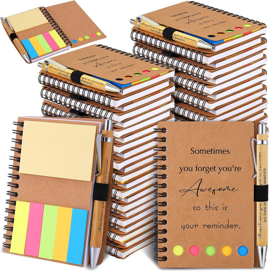 30 Sets Employee Appreciation Gifts Bulk Inspirational Spiral Notebooks with Sticky Notes Motivational Journals Ballpoint Pens Thank You Gifts for Teacher Nurse Coworker (30, Sometimes)