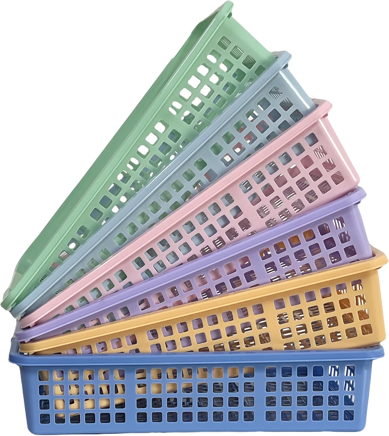 6 Pack Plastic Turn in Paper Trays for Classroom, Colorful Storage Bin Basket Organizers for School Supplies, Classroom Organization and Storage Tray Holds 4A Paper (Mixed Color)