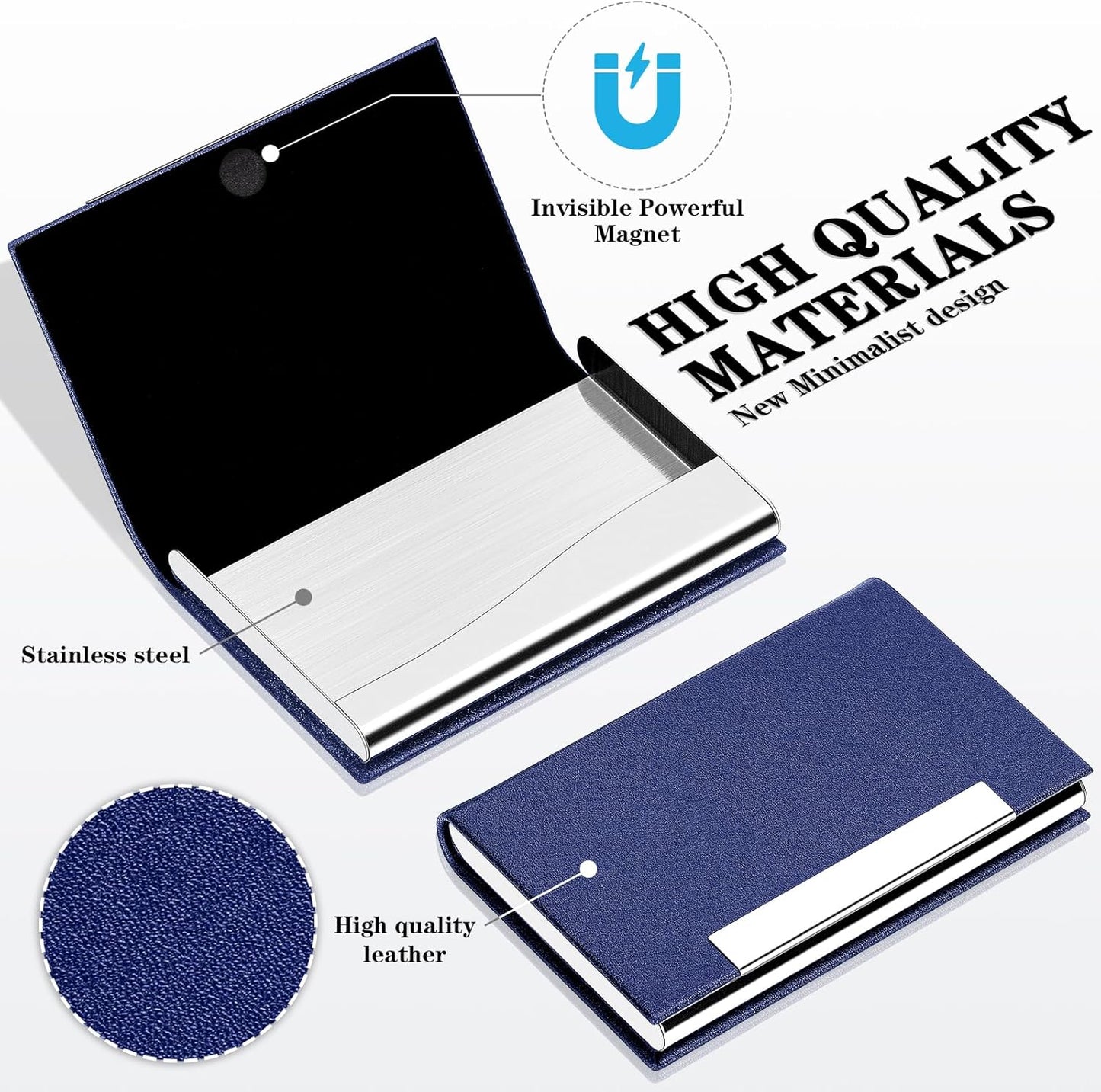 Padike Business Card Holder, Blue, Faux Leather, RFID Protected, Stylish Design