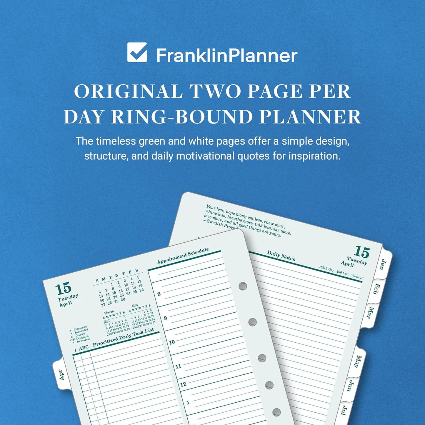 FranklinCovey - Original Two Page Per Day Ring-Bound Planner (Classic, Apr 2025 - Mar 2026)