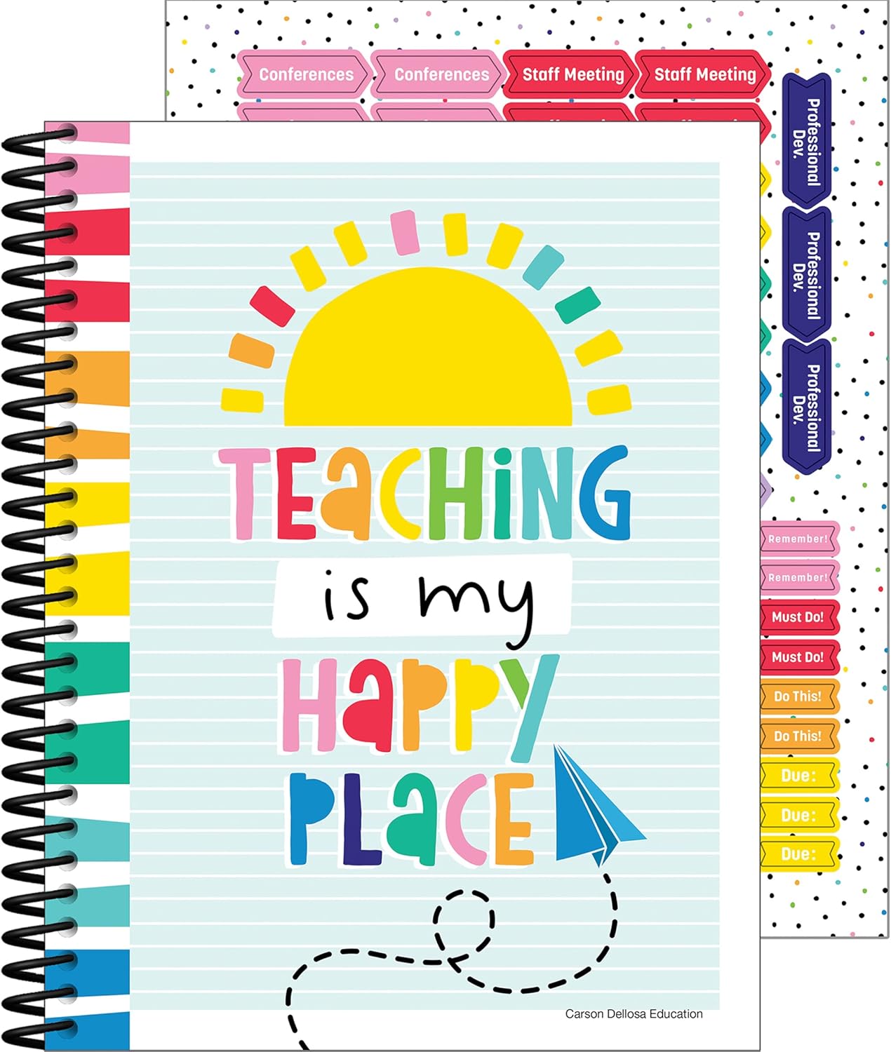 Carson Dellosa Happy Place Teacher Planner 2025-2026, Undated 8" x 11" Lesson Plan Book With Retro Stickers, Class Schedule, Weekly Calendar, Classroom Must Haves, Homeschool and School Supplies