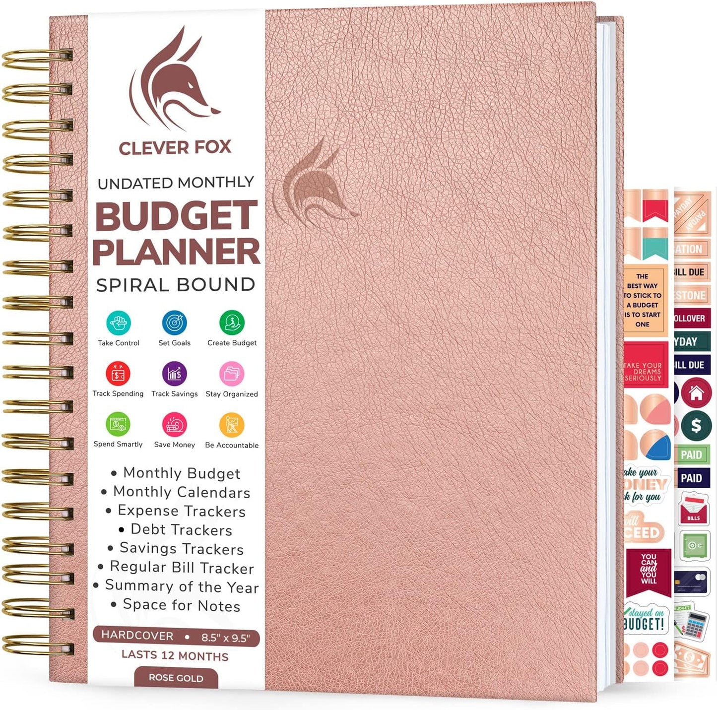 Clever Fox Budget Planner – Coiled Finance Book, Monthly Financial Journal, Budgeting Organizer & Expense Tracker Notebook, 8.5x9.5″ (Rose Gold)