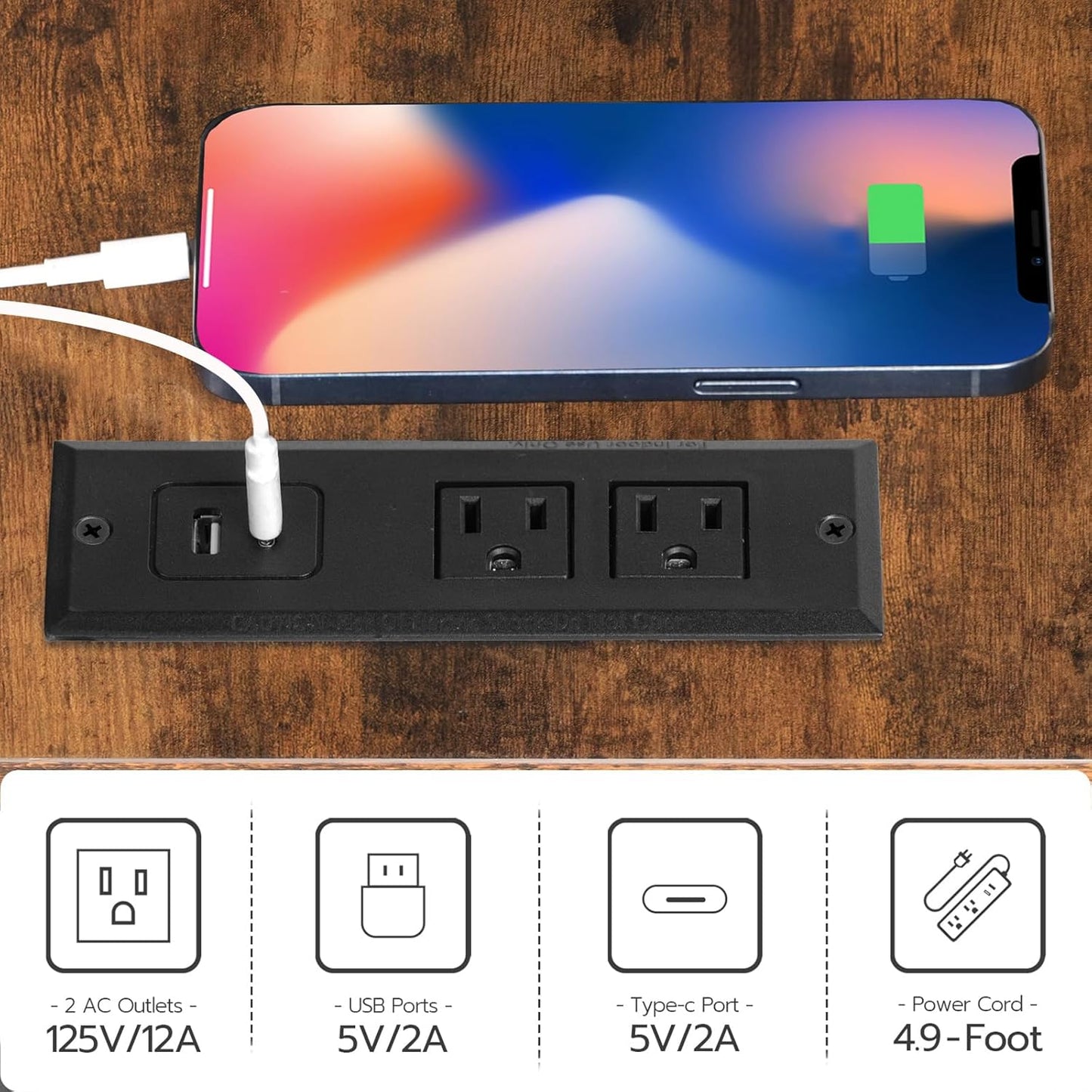 HOOBRO Computer Tower Stand, 3-Tier PC Tower Stand, PC Stand with Charging Station, Mobile CPU Stand Fits Most PC, Adjustable Shelf, for PC Tower, Printer, Home Office, Rustic Brown BF12UCJ01