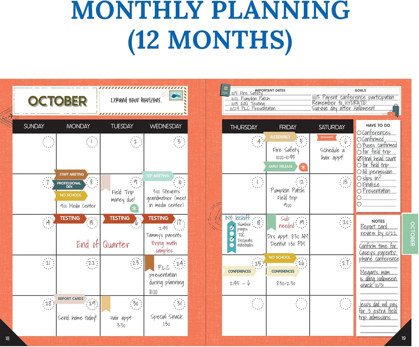 Carson Dellosa Let's Explore Teacher Planner 2025-2026, Undated 8" x 11" Lesson Plan Book With Retro Stickers, Class Schedule, Weekly Calendar, Classroom Must Haves, Homeschool and School Supplies