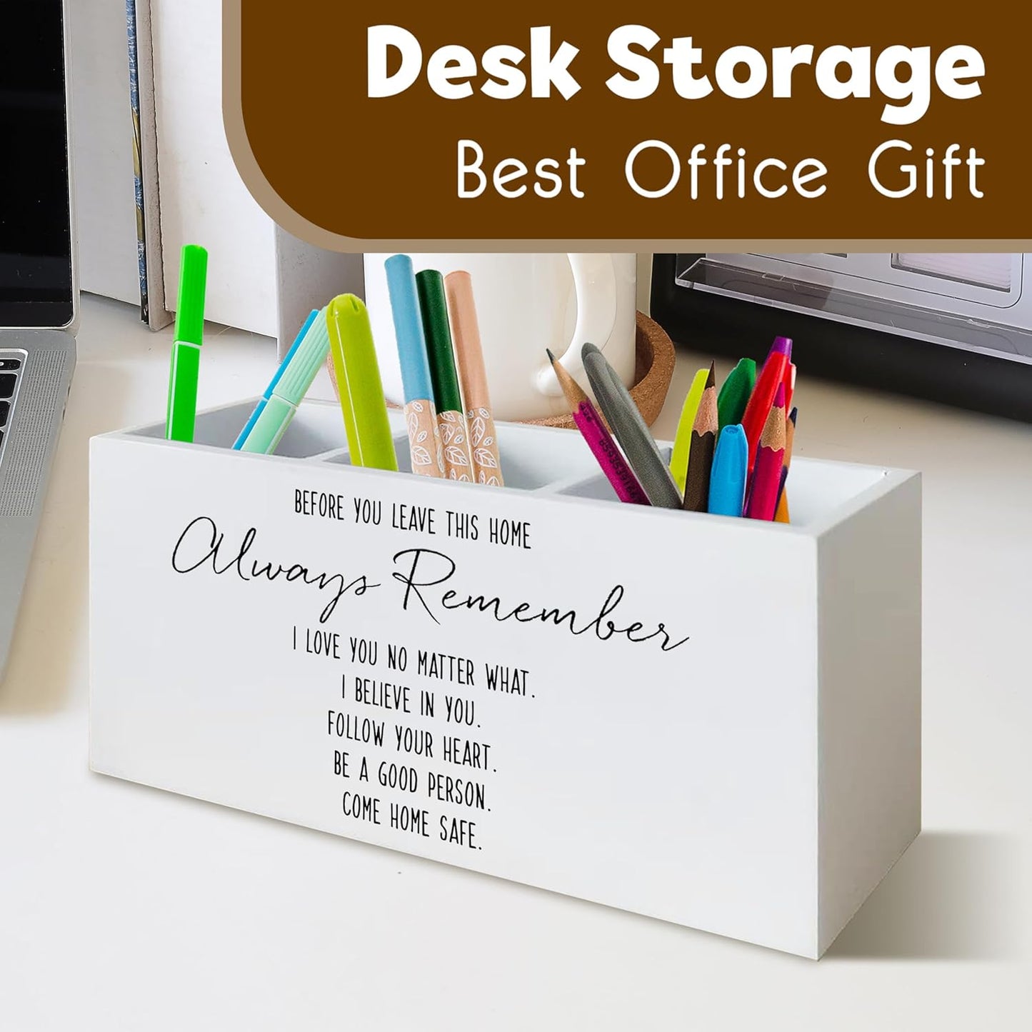 Before You Leave This Home Sign Pen Holder, Entryway Decor, Gifts for Families Loved Ones, Sentimental Family Love Quote Wooden Pencil Holder Organizer for Home Entryway Room Desk Accessories