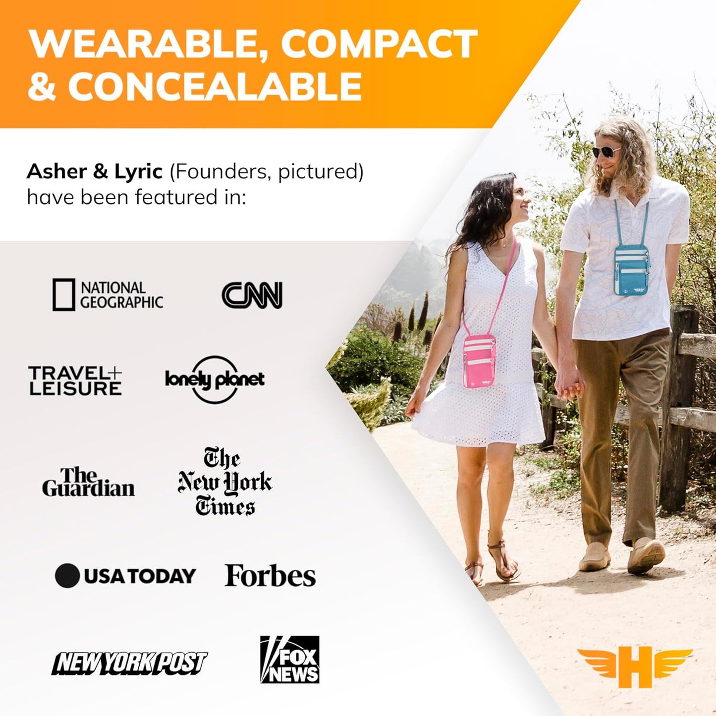 Hero Travel Supply Neck Wallet, RFID Blocking Passport Holder, Easy to Conceal Pouch (Hot Pink)