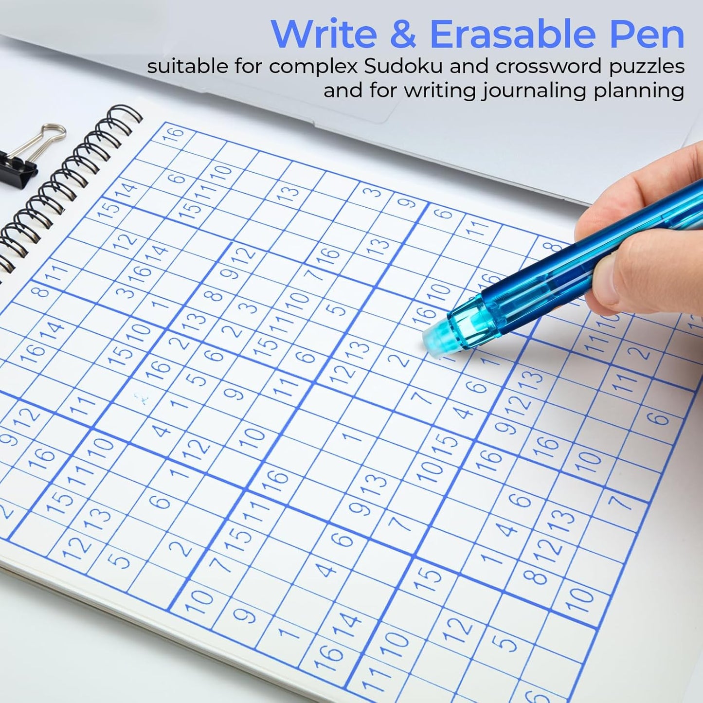 M&G Erasable Gel Pens, 6 Pcs Retractable Blue Ink Erasable Pen Fine Point 0.5mm, Quick Dry Erasable Pen with Non-Slip Grip, Pens Make Mistakes Disappear for Drawing Writing Planner Office Supplies