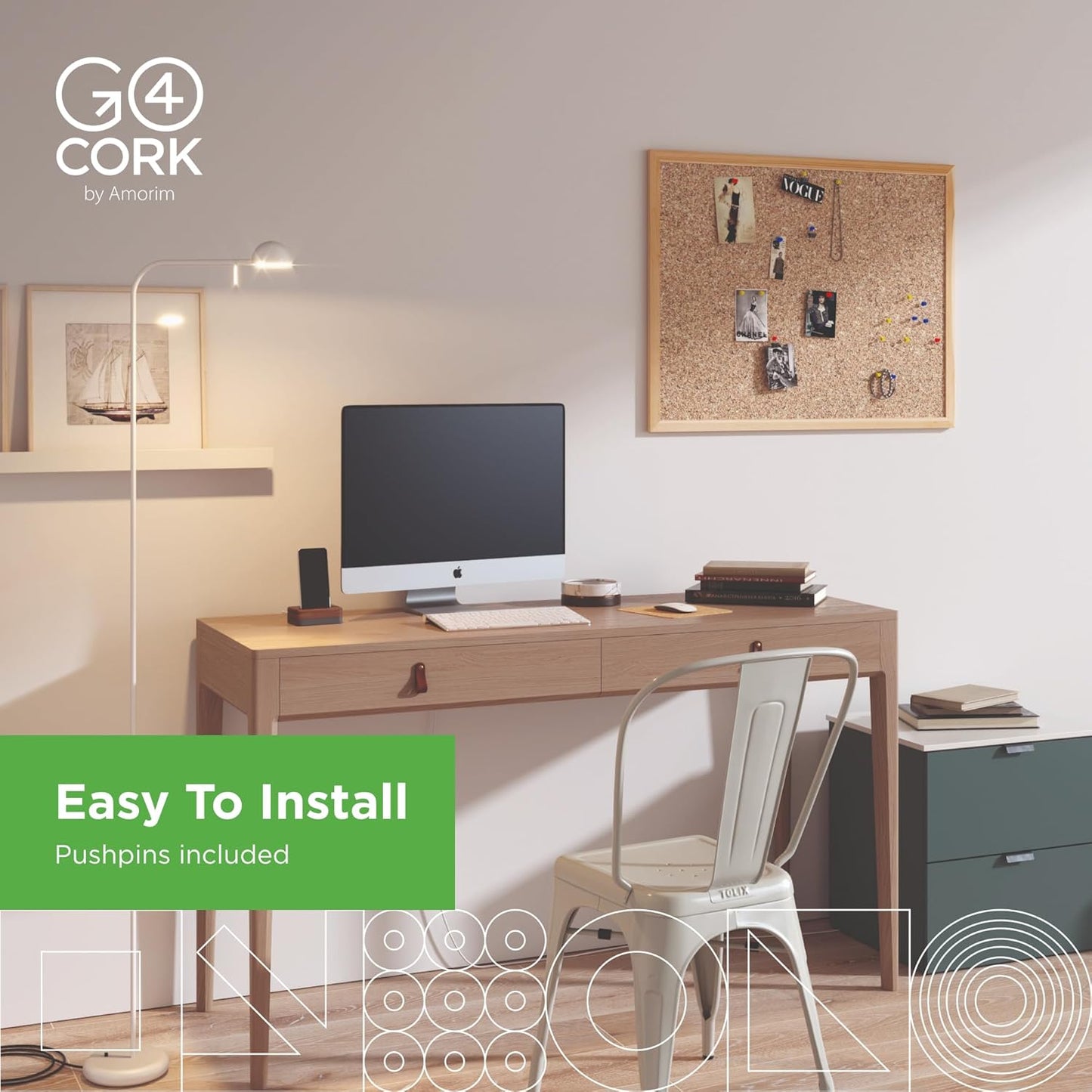 Go4Cork Framed Cork Bulletin Board - 35.4”x 23.6” | Premium Double-Sided Pine Frame Eco Cork Memoboard | Office, Home & Classroom Organization Decor | Pushpins & Set Up Accessories Included