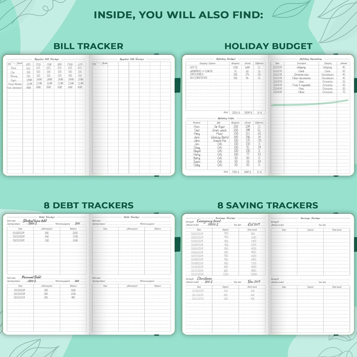 GoGirl Budget Planner – Monthly Financial Planner Organizer Budget Book. Expense Tracker Notebook Journal to Control Money, Compact (Emerald)