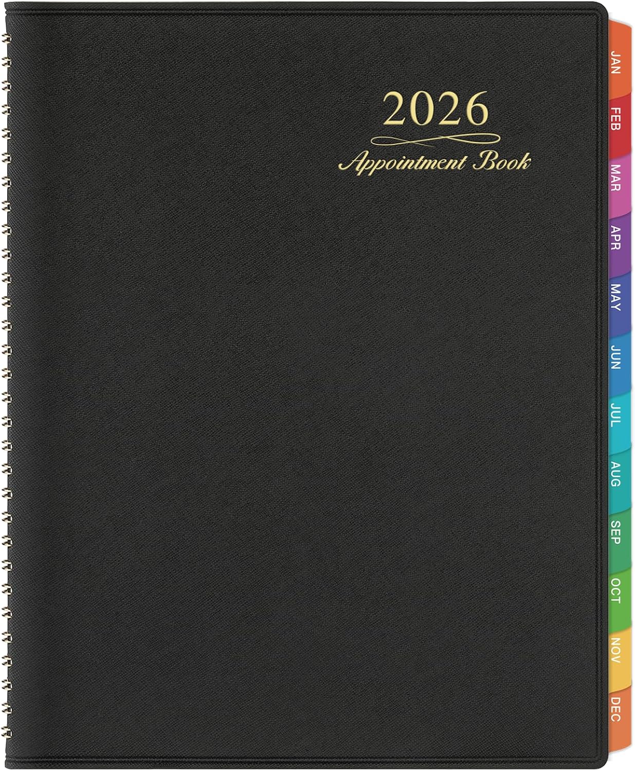 Appointment Book/Planner 2026 - Weekly Appointment Book 2026, January 2026 - December 2026, Daily/Hourly Planner with Tabs, 15 Minutes, 8.26" x 11.4", Wirebound - Black
