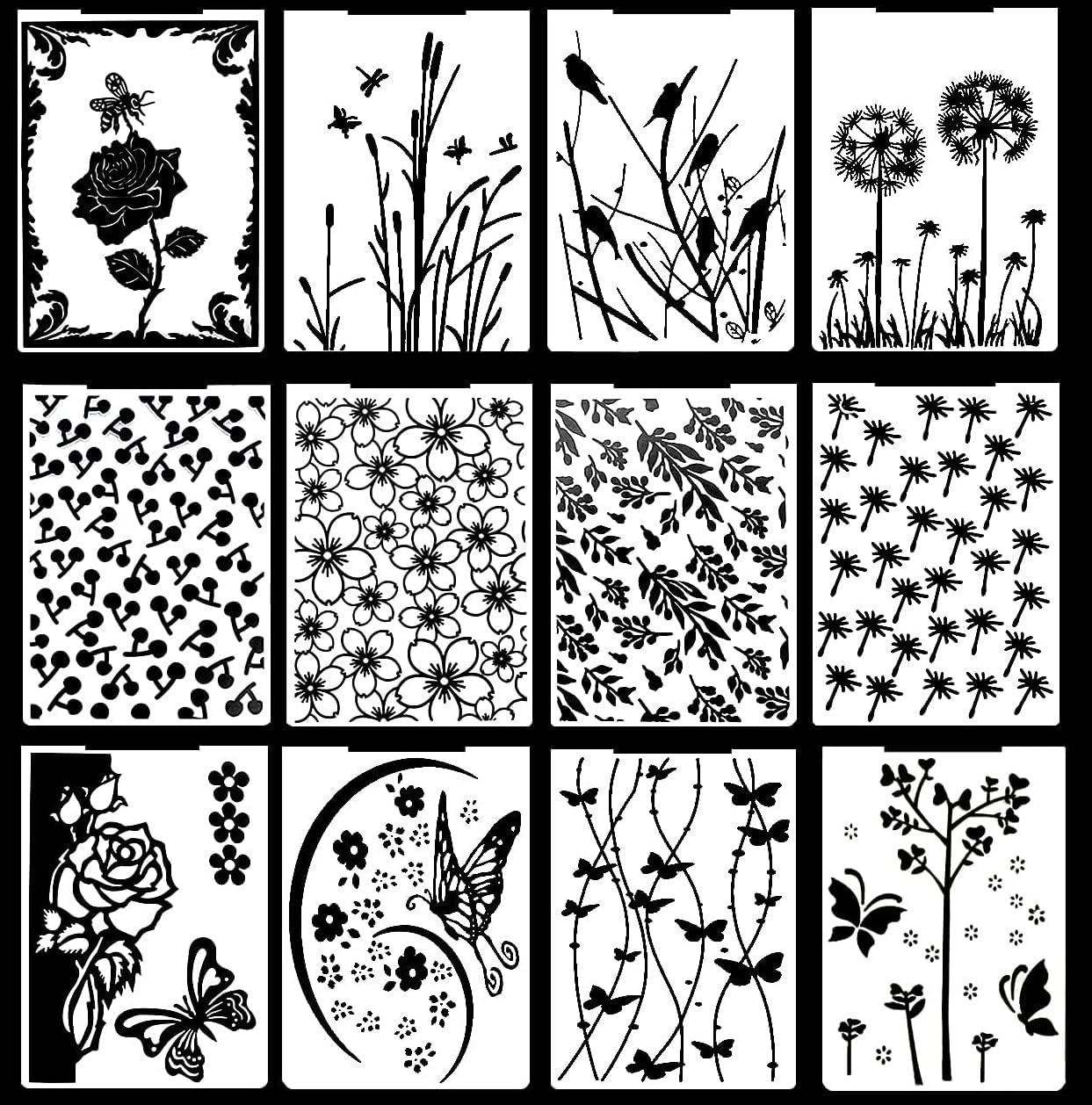 12Pcs Flower Leaf Embossing Folders DIY Craft Paper Card Embossing Template Stencil Paper Card Decorating Mold Plastic Embossing Machine Template for Card Making Scrapbooking Photo Album Decoration