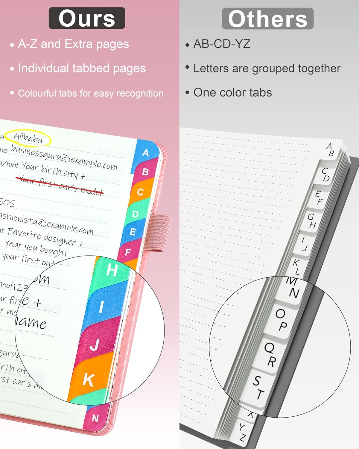 Small Password Keeper Book with Colorful Alphabetical Tabs, Hardcover Password Log-book for Internet Password and Website Address, 4.1"×6.2" Password Notebook for Home Office (Pink, Small (4.1 x 6.2 Inch))