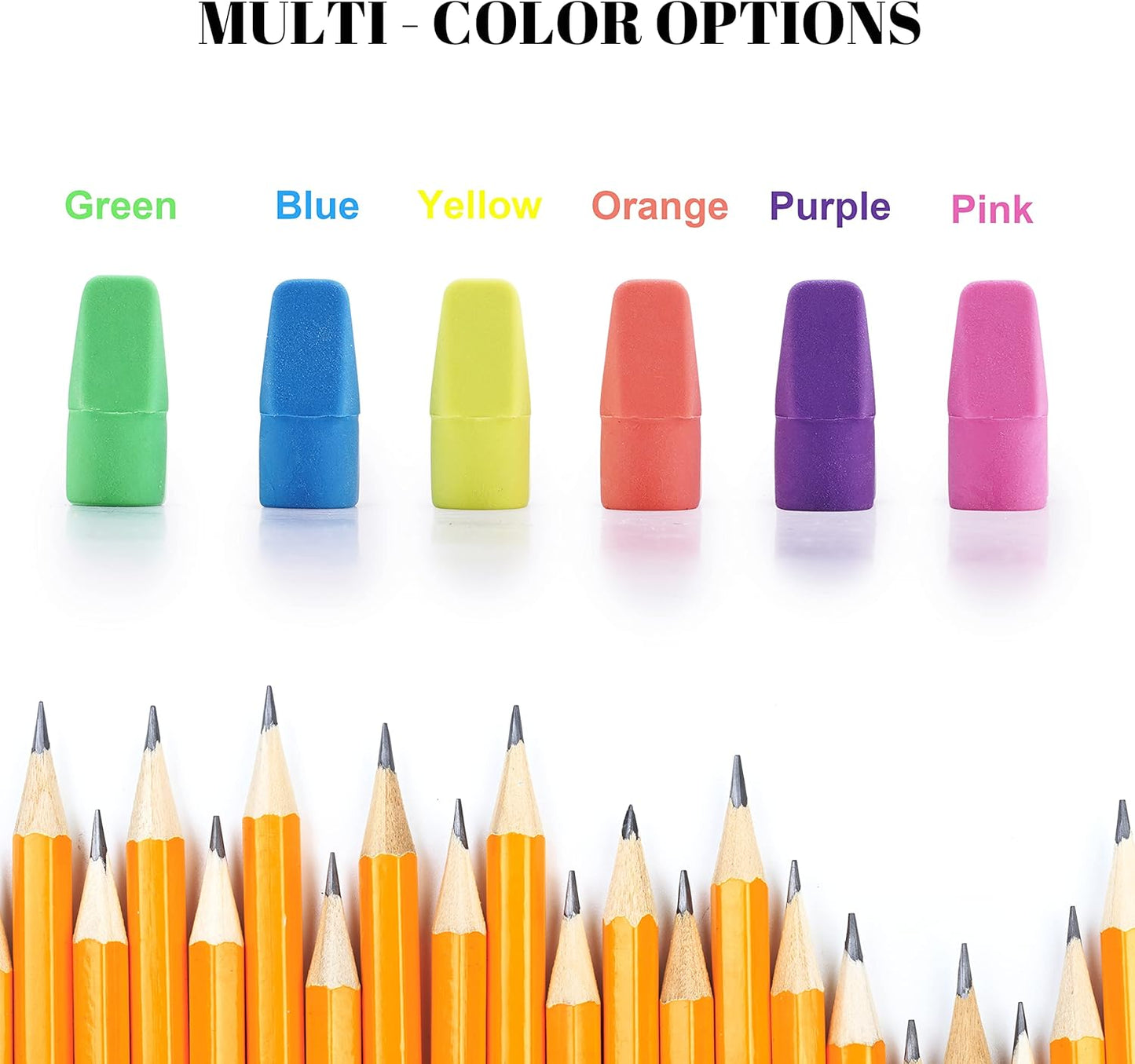 Pencil Erasers Caps Bulk, Ezzgol 128 Pcs Pencil Top Erasers Cap, 6 Assorted Colors Arrowhead Caps Erasers Latex Free Pencil Eraser Toppers for Kids Teachers