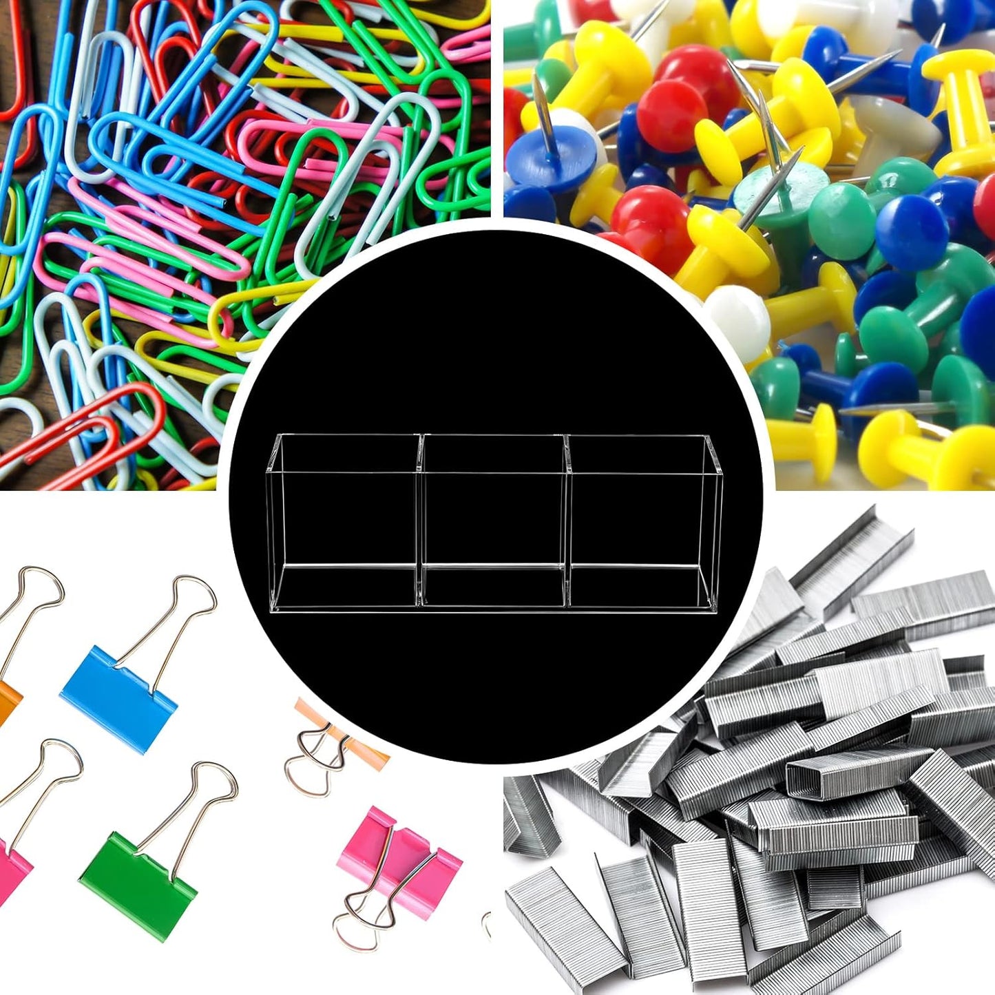 Epakh 2 Pieces Acrylic Cube Organizer 3 Compartments Clear Acrylic Pencil Holder Makeup Brush Drawer Organizer for Desk, Office, Vanity