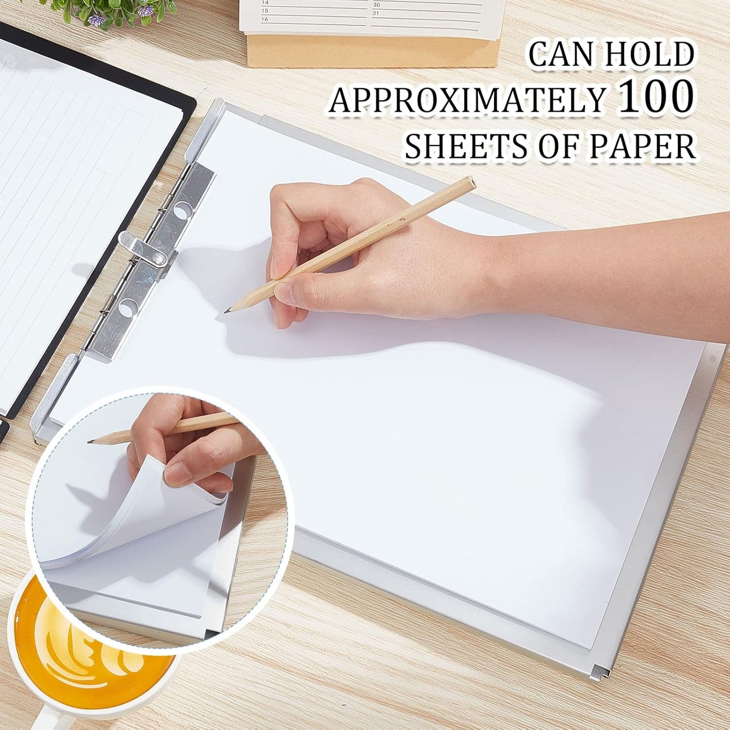 Henoyso Metal Storage Clipboard Bulk Heavy Duty Aluminum Clip Board for Teacher Contractor Medical Construction Office School Classroom, 12.6x9.2x1 Inch, Fit Letter Size 8.5x11 Inch Paper(1 Pcs)