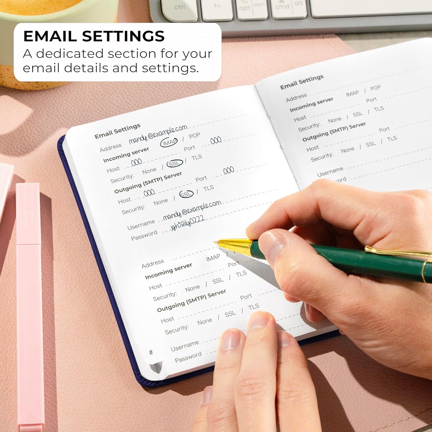 Clever Fox Password Book with alphabetical tabs. Internet Address Organizer Logbook. Small Pocket Password Keeper for Website Logins (Dark Blue)