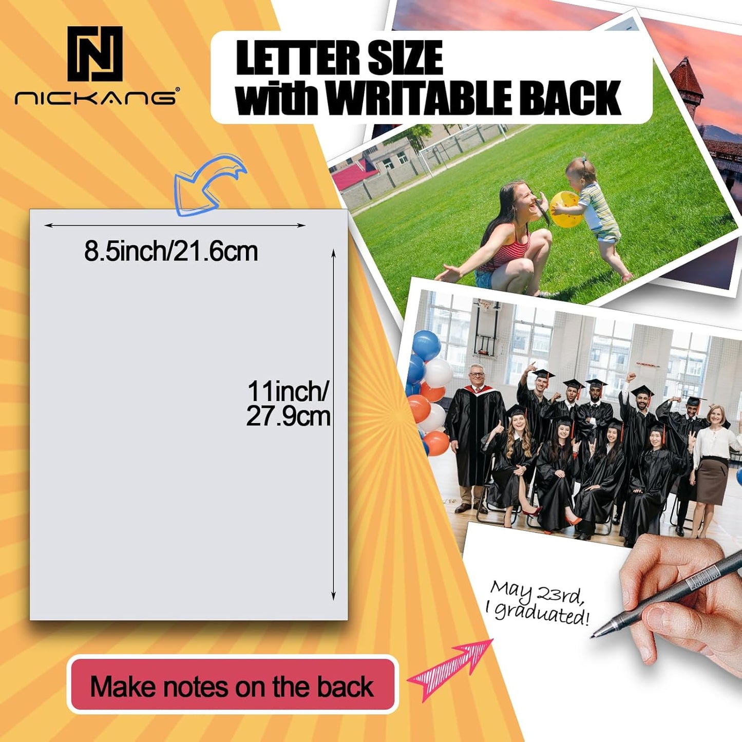 Glossy Photo Paper 8.5x11, 53 LB/200 gsm, 30 Sheets, Letter Size, Photo Paper for Inkjet Printer, Photo Printer Paper, Picture Paper