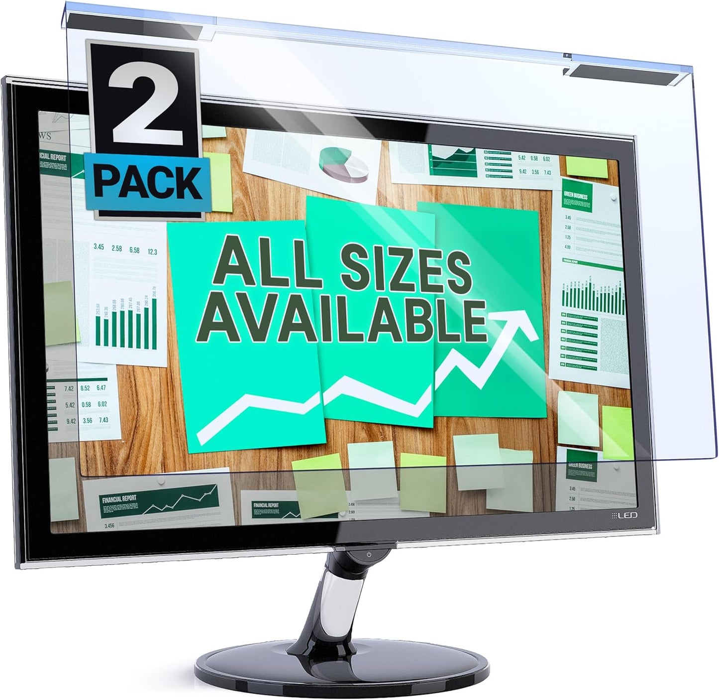 VINTEZ Blue Light Screen Protector for 23 Inch Computer Monitor and Laptop – Anti-UV Blue Light Blocking Film for Desktop PC, Eye Protection Filter, 20.6" x 12", 2 Pack