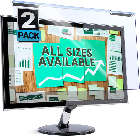 VINTEZ Blue Light Screen Protector for 21.5 Inch Computer Monitor and Laptop – Anti-UV Blue Light Blocking Film for Desktop PC, Eye Protection Filter, 19.3" x 11.3", 2 Pack