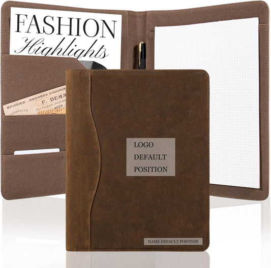 AZXCG Custom Padfolio Binder, Free Engraved Name,Leather Padfolio for Men and Women,Interview Resume Folder,Business Card Holder,Gift Portfolio