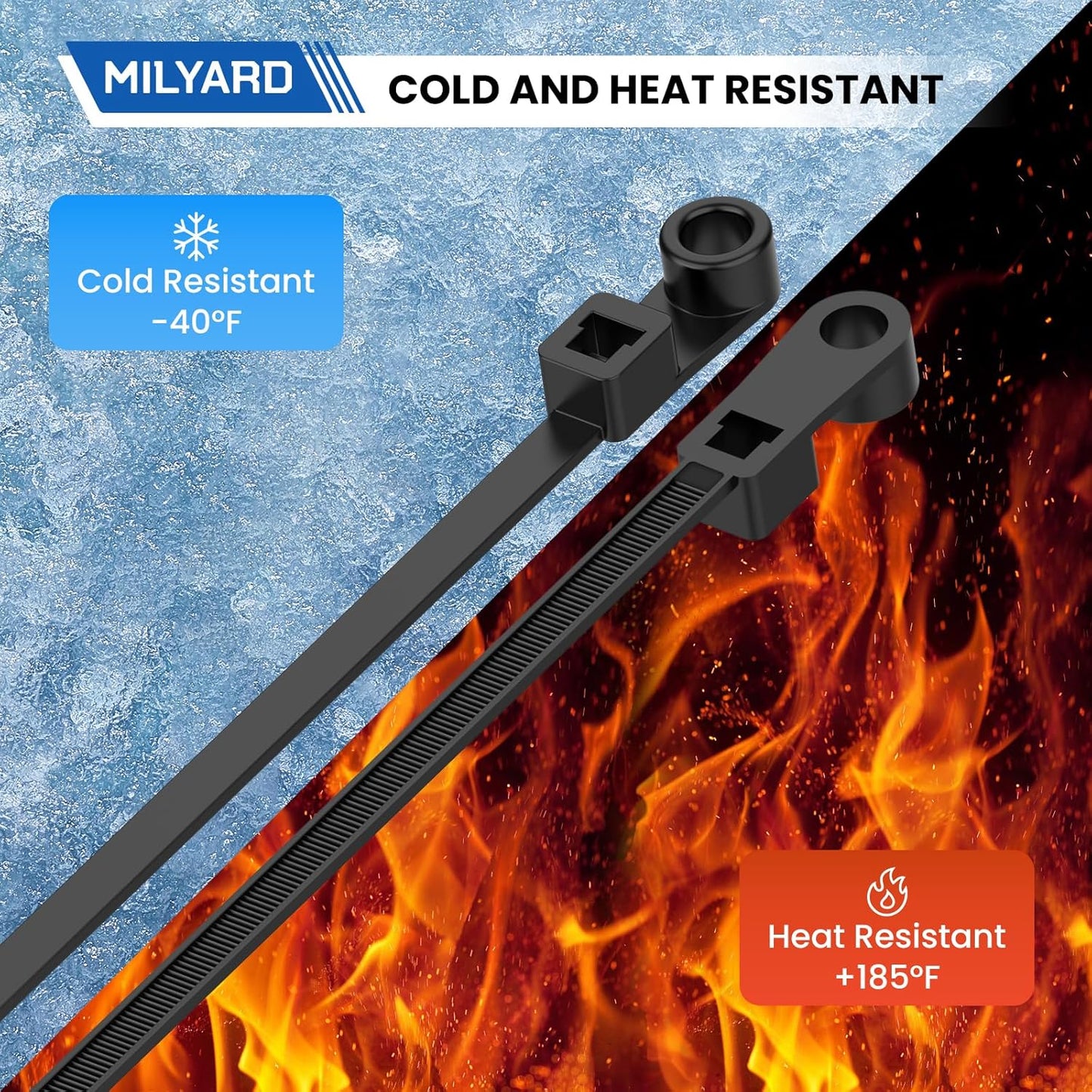 150 Pcs 12 inch Black Zip Ties with Screw Hole, 50LBS Plastic Ties with Screw Holes for Automotive, Fencing & Outdoor Wire Management