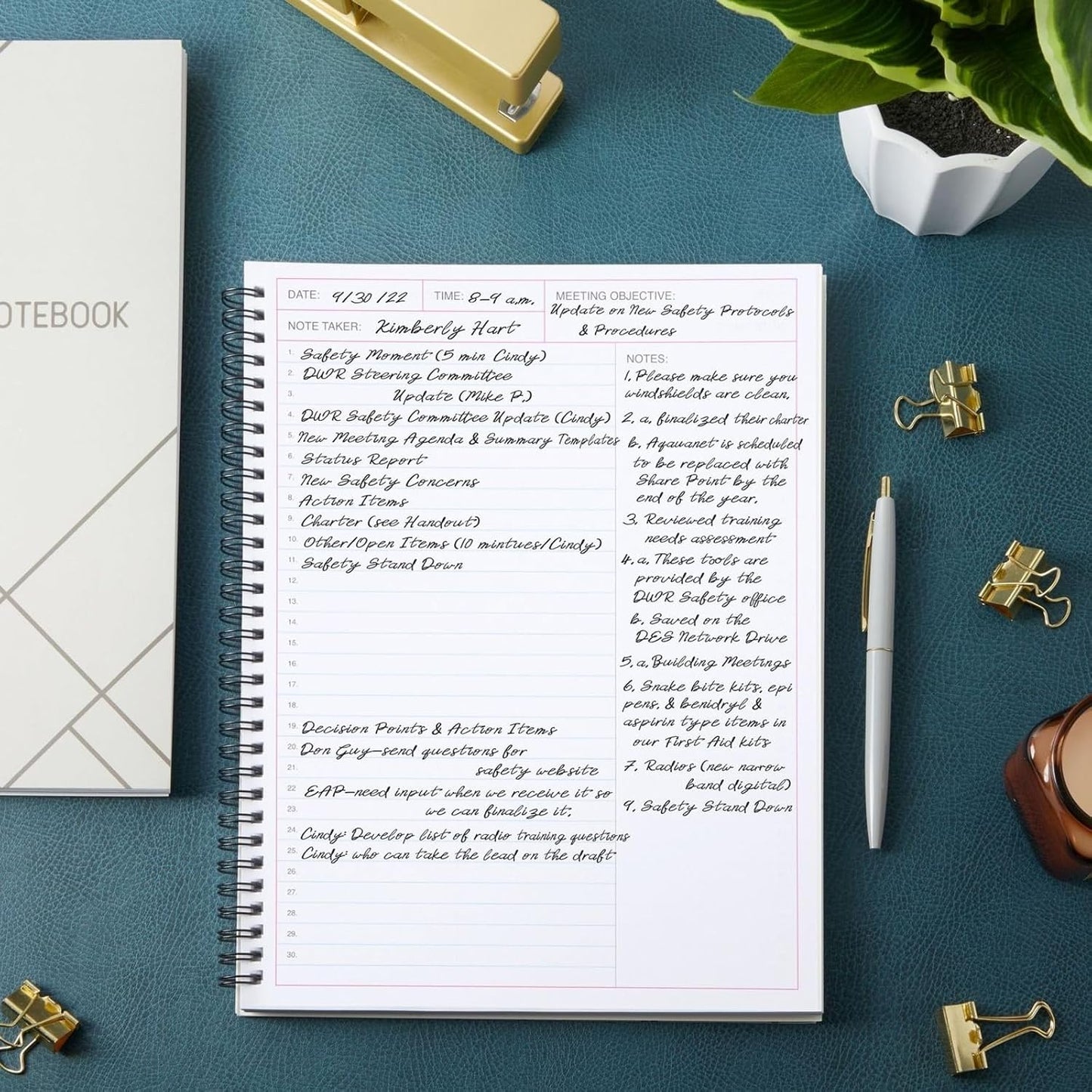 Juvale Meeting Notebook for Work - Spiral-Bound Planner Notebook for Work Planner & Office Supplies - Agenda & To Do List Notepad - 11 x 8.5 In, White, Pack of 2