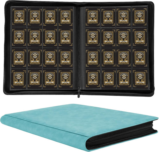 1000+ Pockets Trading Card Binder, 16 Pockets Trading Card Binder Ringless Side Loading Trading Card Album Folder for TCG,MTG,Sports Cards(Light green)