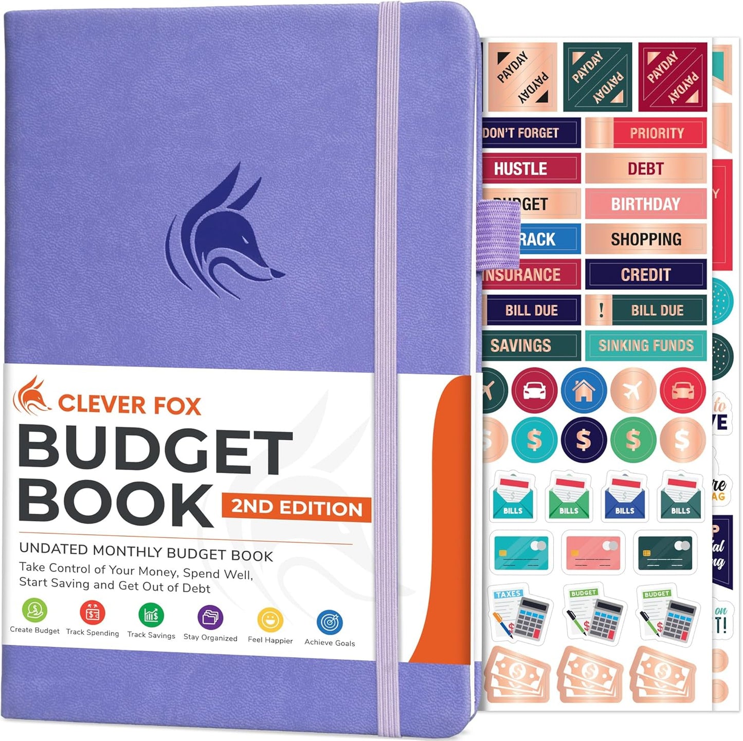 Clever Fox Budget Book 2.0 – Simple Budgeting Planner for Beginners – Financial Notebook with Money Spending, Debt & Bill Tracker (Lavender)