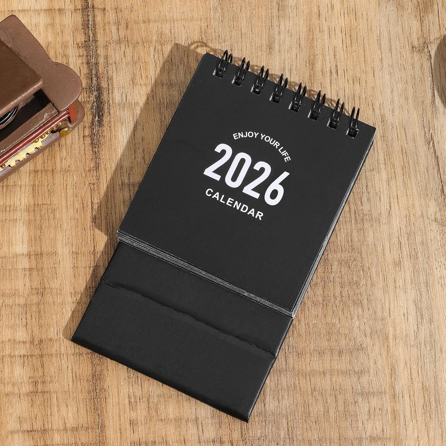 Mini Desk Calendar 2025-2026 - Runs From July 2025 to Dec 2026, Small Standing Desk Calendars with Stickers for Home Office School, 250gsm Thick Paper (Mini Black)
