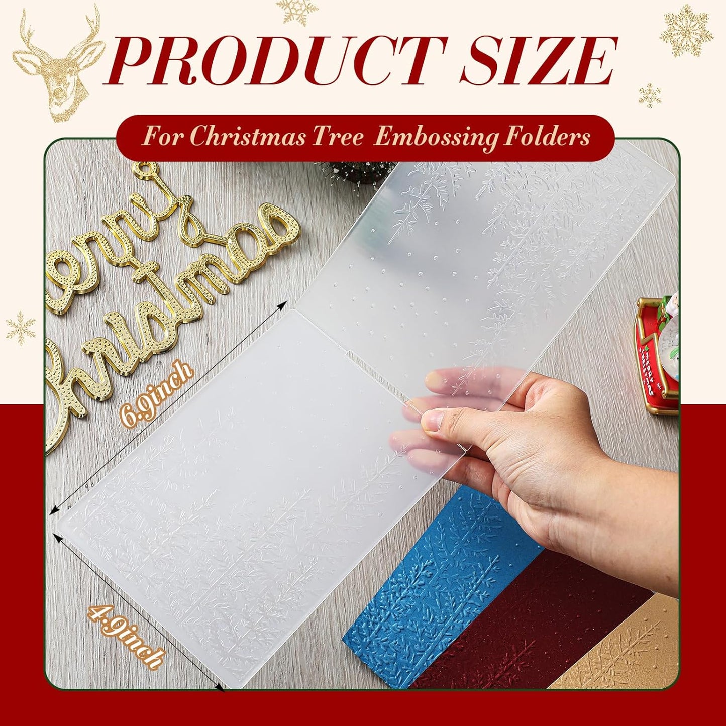 Geiserailie 8 Pieces Embossing Folders Embossing Machine Template Paper Card Heart Folders for Card Making DIY Flower Scrapbook Photo Album Craft Decoration 5.9 x 4.1 Inch(1 Pcs,Christmas Tree Style)