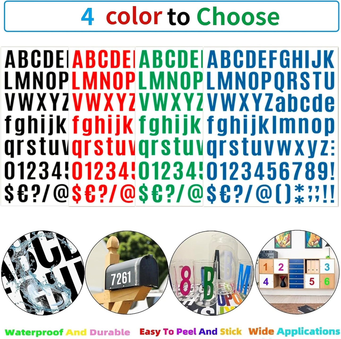 10 Sheets Letter Stickers, Alphabet & Number Stickers, 1 inch Vinyl Self-Adhesive, Mailbox Numbers, Cup Labels, Holiday Party Decoration (Red, 1 inch)