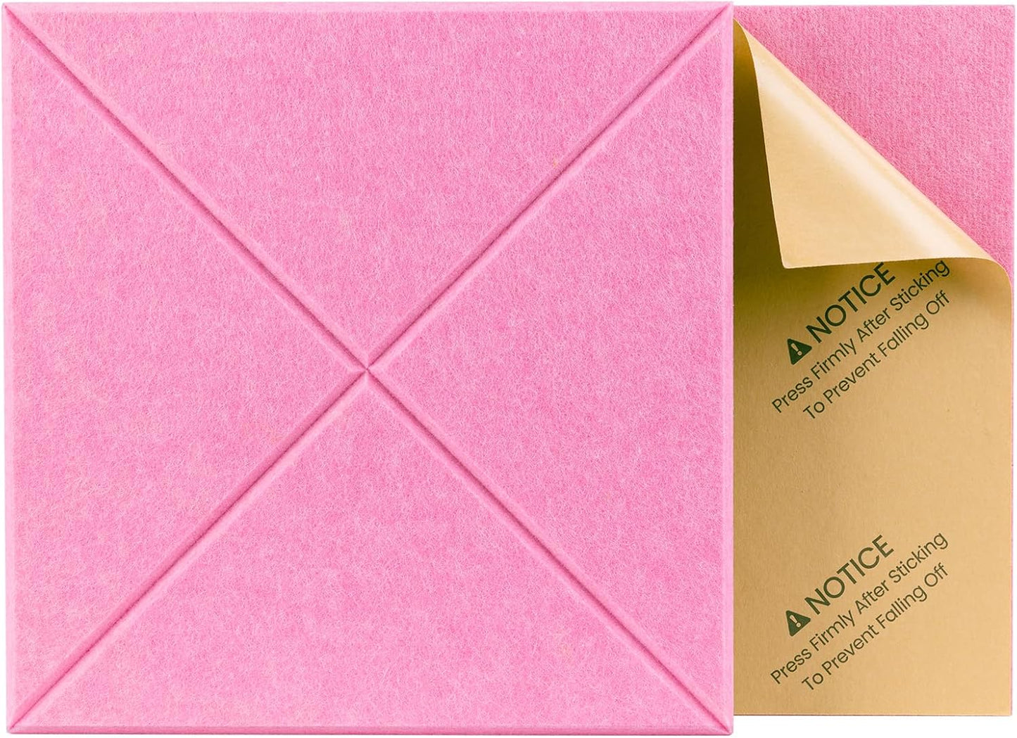 Sonicism 12 Pack X-Lined Acoustic Panels with Self-Adhesive, 12"X 12"X 0.4" Sound Proof Foam Panels, Decorative Soundproof Wall Panels, Sound Absorbing Tile for Home & Offices, Pink
