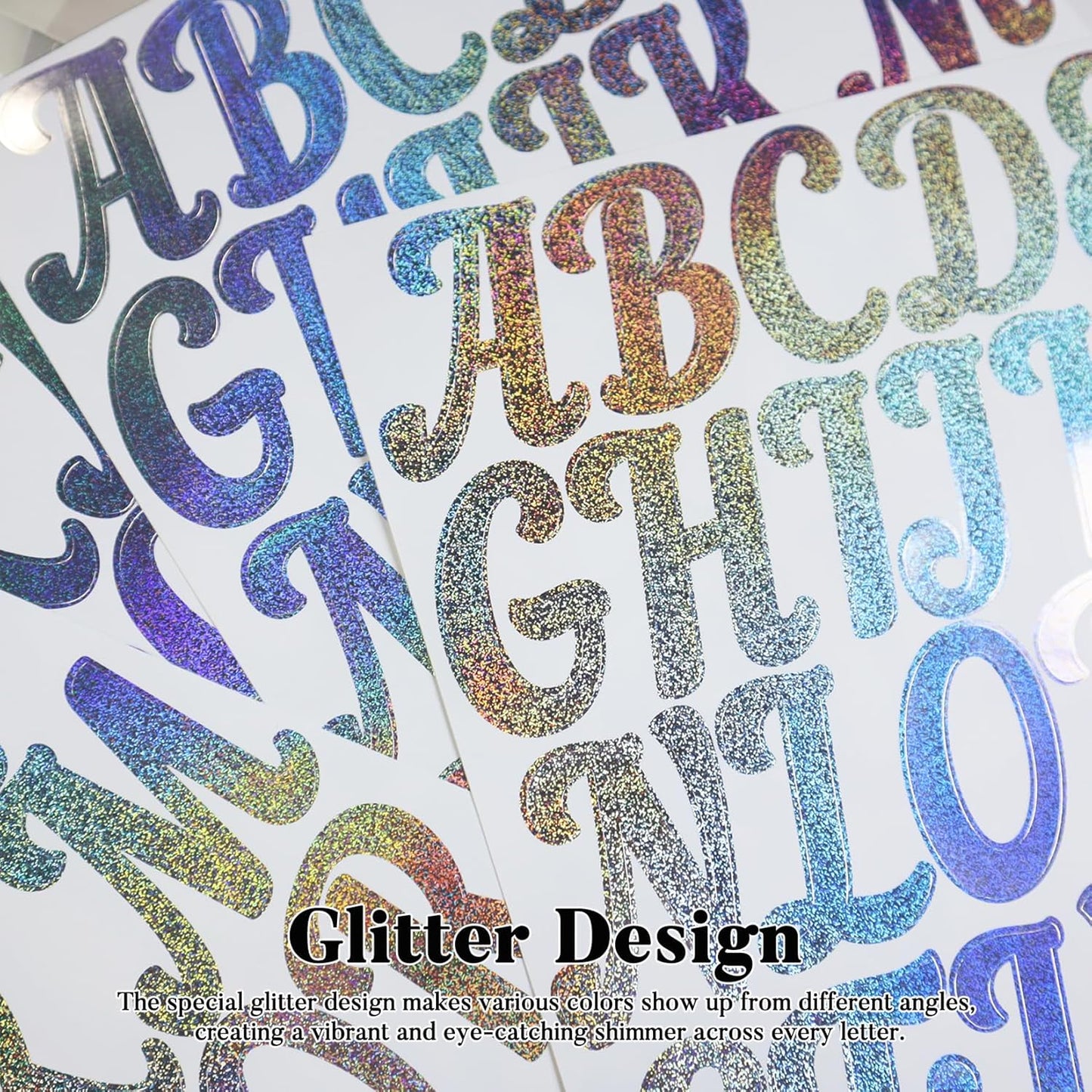 Glitter Letter Stickers,10 Sheets 2 Inches Self-Adhesive Vinyl Letters Alphabet Sticker Decals for Scrapbook,Door,Mailbox,Bulletins Boards - Silver