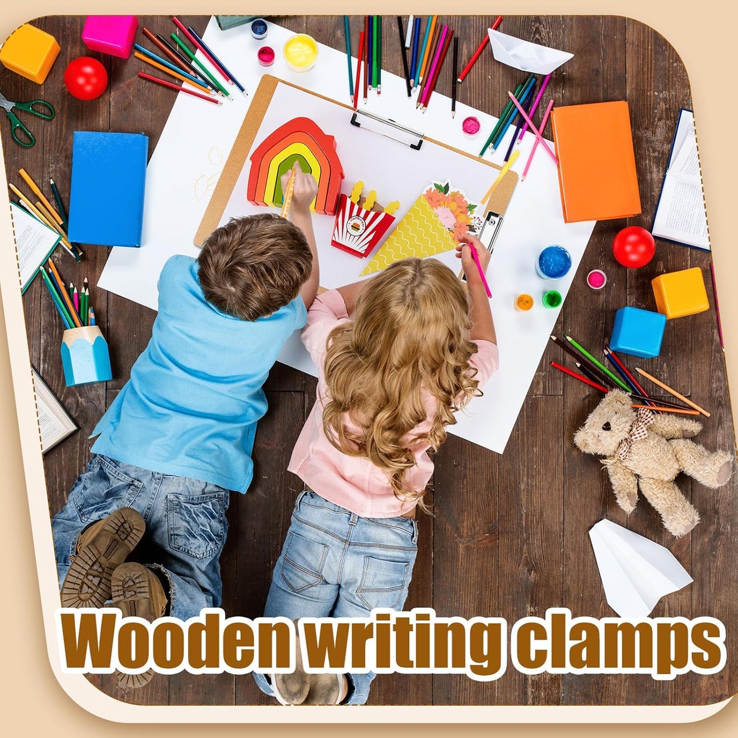 Henoyso 8 Pcs 11x17 Clipboard Wooden Lap Board with Low Profile Clip Brown Double Landscape Clip Hardboard Drawing Board Landscape Horizontal Large Clipboard for Desk Paper Sketching Art Supplies