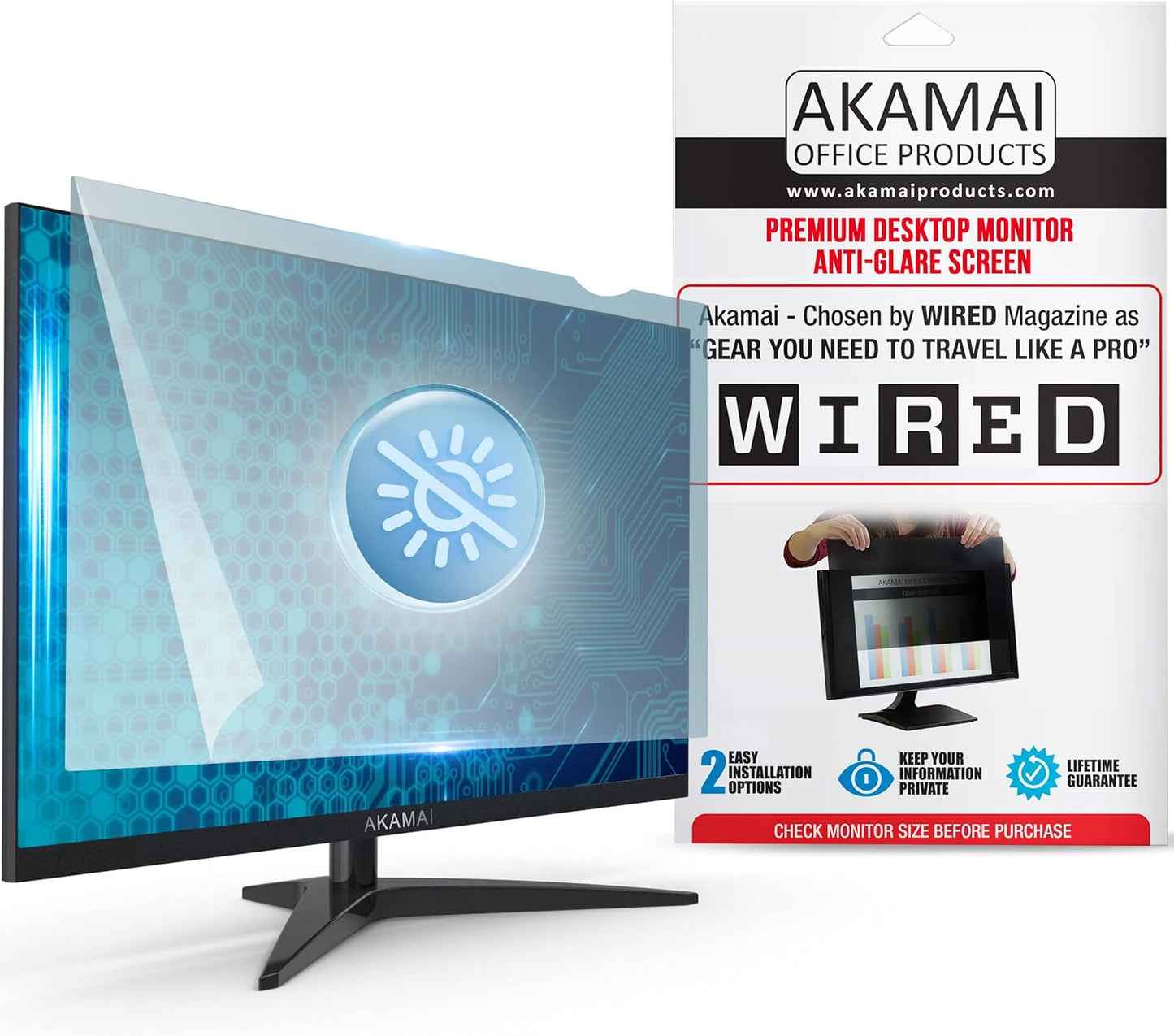 Akamai Office Products 23.8 inch Monitor Anti Glare Screen – Anti-Glare, Anti-Scratch, Blocks 96% UV Blue Light Protection – Matte Gloss Finish (23.8" Widescreen (16:9), Anti-Glare)