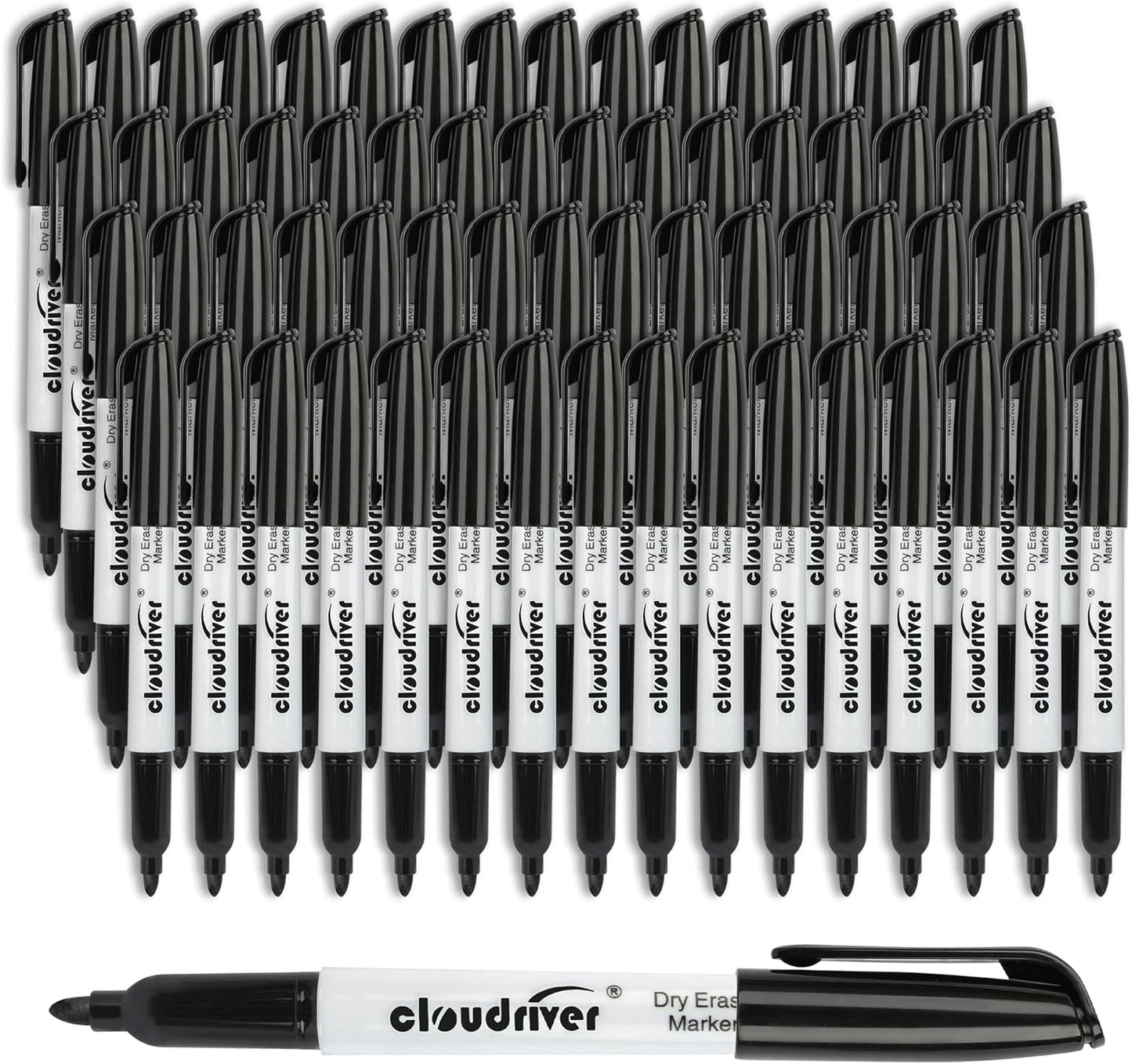 cloudriver Dry Erase Markers 128 Pack, Black Whiteboard Markers, Fine Tip, Low Odor, Bulk Dry Erase Marker For Office, home and School Supplies