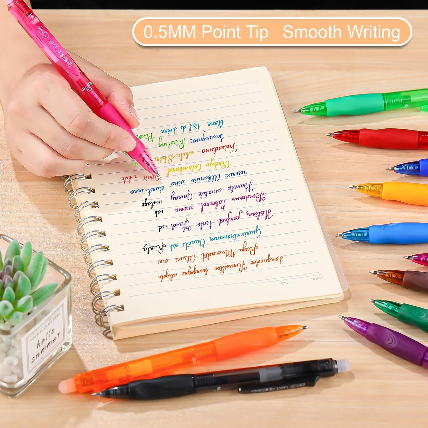 USUAL Erasable Gel Pens Erasable Colored Pens Fine Point 0.5mm Erasable Pens Make Mistakes Disappear Retractable Erasable Gel Pens for Drawing Writing School Office Supplie (Multicolor)