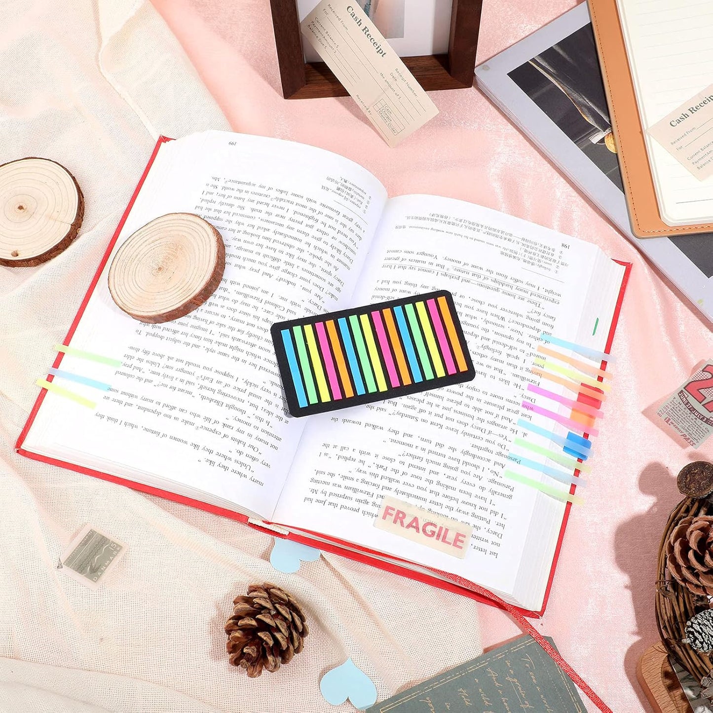 Zonon 4500 Pcs Removable Highlighter Tapes Text Highlighter Strips Transparent Sticky Note Tabs Neon Page Marker Index Tabs for Book Annotating Bible Study Aesthetic Office School Supplies