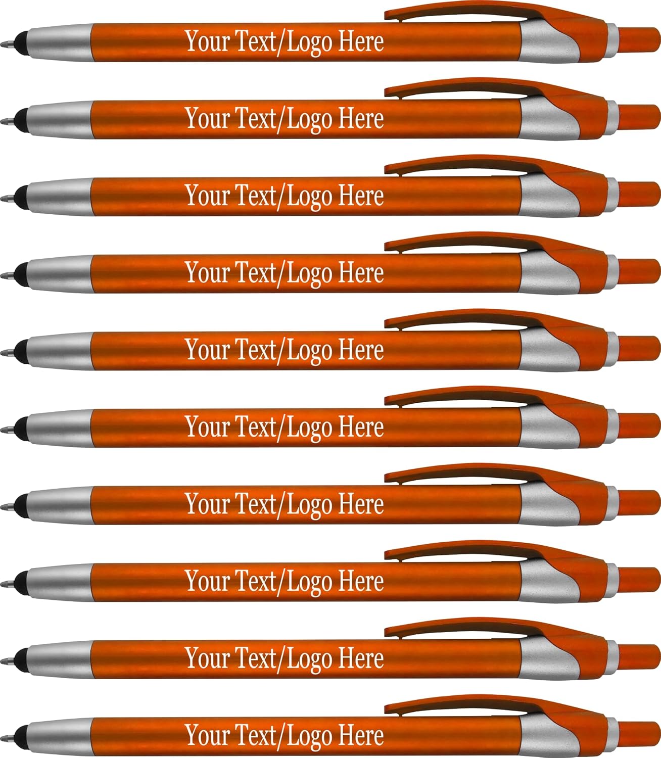 Personalized Pens in BLUE INK With your Custom Logo or Text Pens-Pack of 450- for Marketing, Parties, and Events, 2 in 1 Capacitive Stylus & Ballpoint Pen Compatible With Touchscreen Devices, Orange