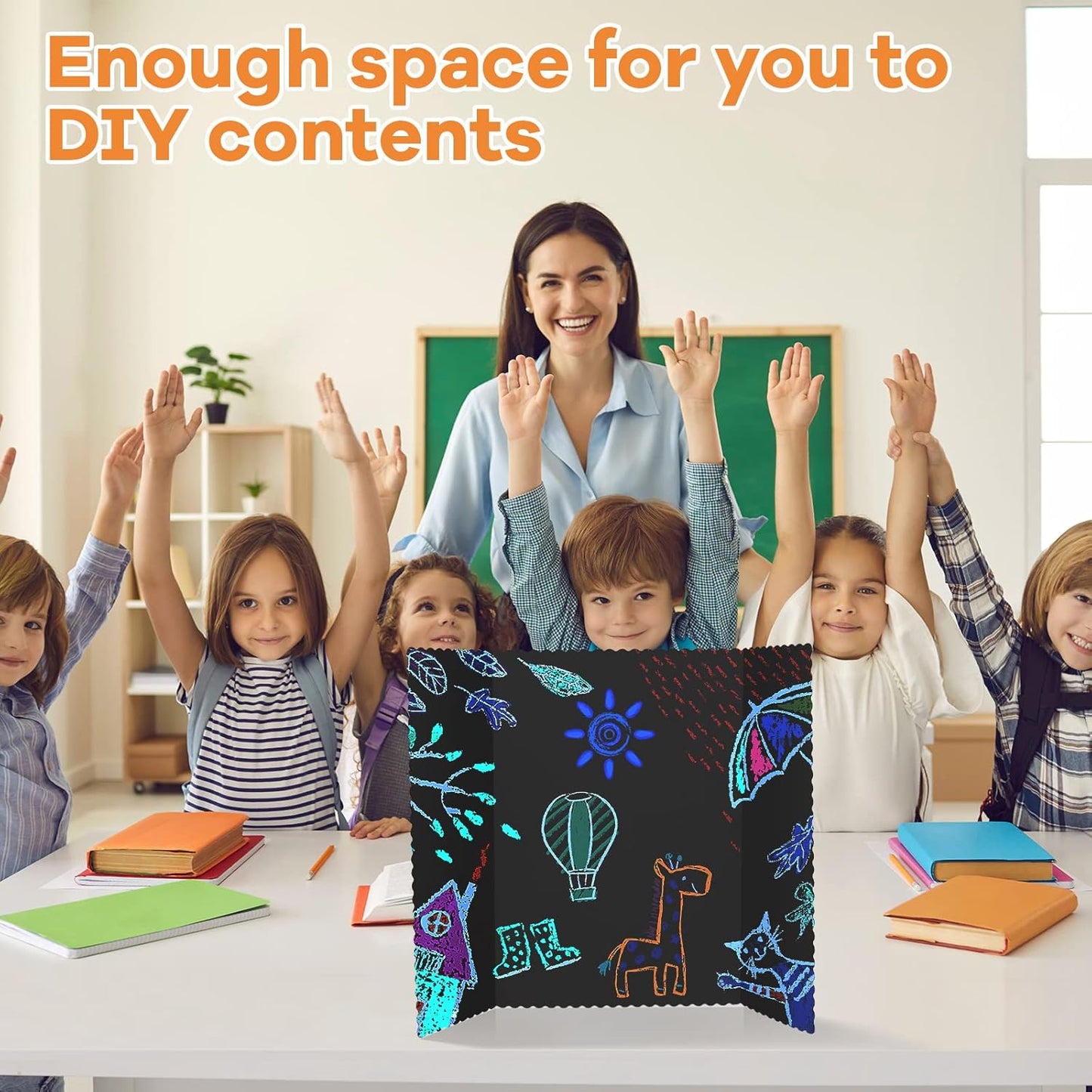 Henoyso 8 Pieces Tri Fold Poster Board Lightweight Fold Presentation Board for Science Fair Display(14 x 22 Inch,Black)